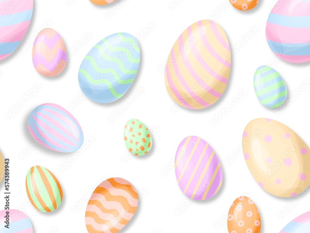 Easter seamless background with eggs. endless spring holiday texture, pastel colour 
