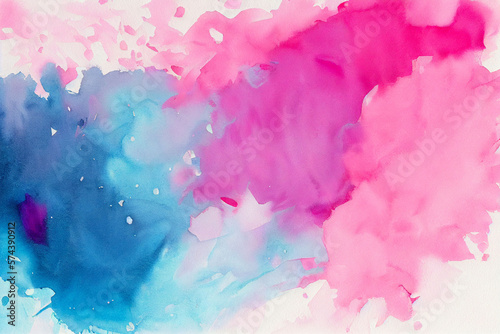 Magenta and Blue Watercolor Abstract on Paper