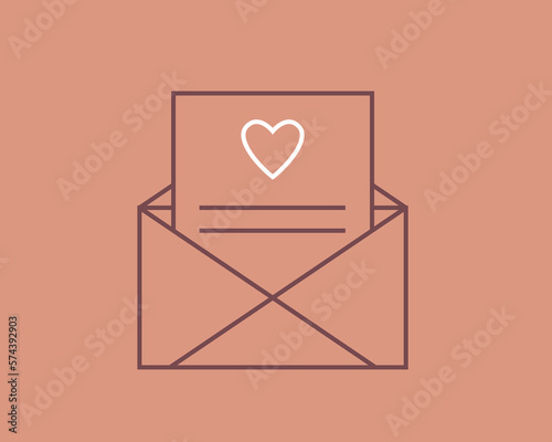 Concept of mail in a flat style. Wedding thin line icon. Love editable stroke icon.  Vector illustration
