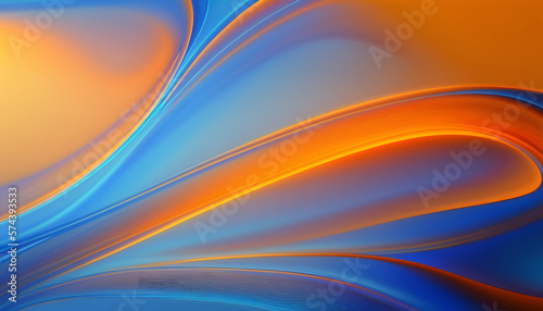 Captivating Abstract Art in Orange and Blue Hues with Soft Light Reflections