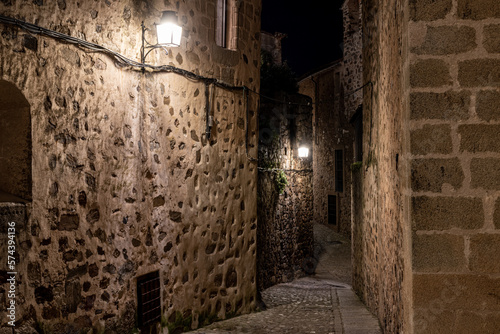 Night photographs of the old town of the monumental city of Cáceres, Extremadura, Spain. UNESCO World Heritage Site since 1986. © Francisco