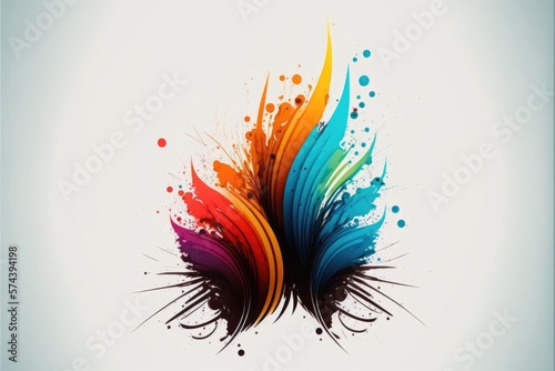 Abstract colorful paint splashes on white background