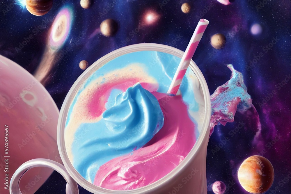 Galactic milkshake with creamy topping - AI generated space background ...