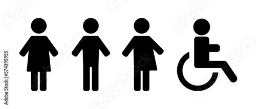 Toilet icons for men, women, all genders, disabled. A simple illustration