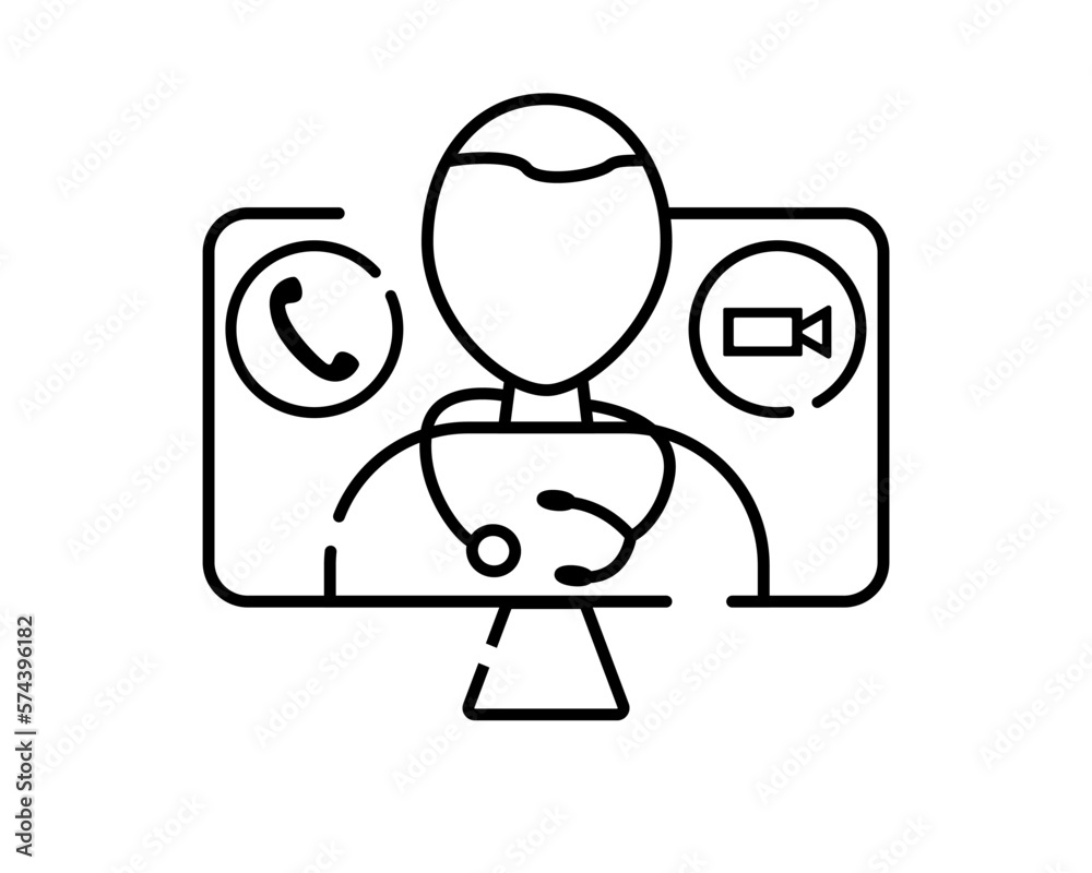 Online doctor's consultation, vector image of an online doctor Online doctor's consultation, vector image of an online doctor