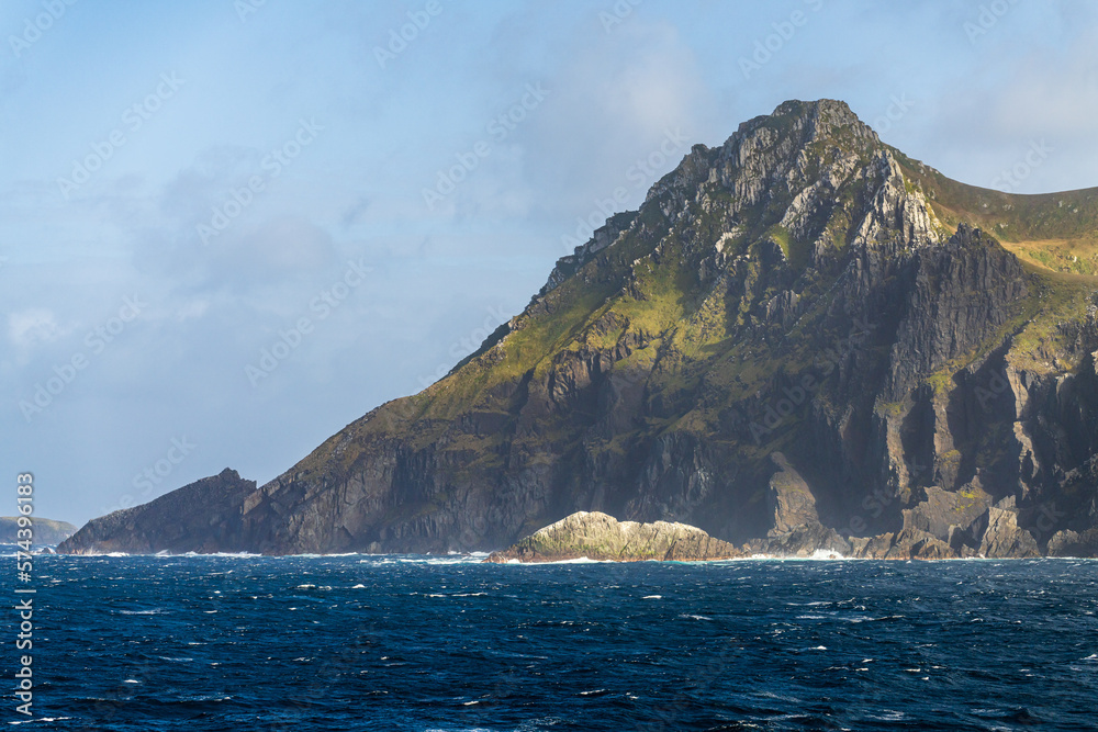 Rocky cliffs form Cape Horn on Hornos Island in Chile