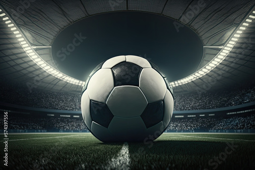 a soccer ball in the stadium. Generative AI