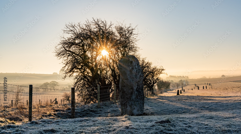 Avebury Stone Circle Neolithic and Bronze Age ceremonial site at dawn ...