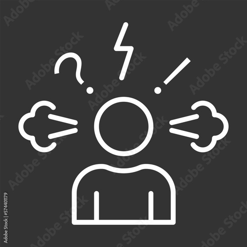 Frustration, burnout, furious human icon concept