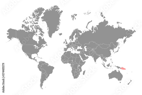 Solomon Sea on the world map. Vector illustration.