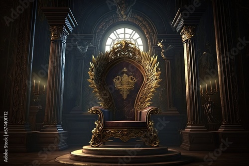 Fototapete Sovereign Symbol of Kingly Rule: A Glorious Throne Generative AI