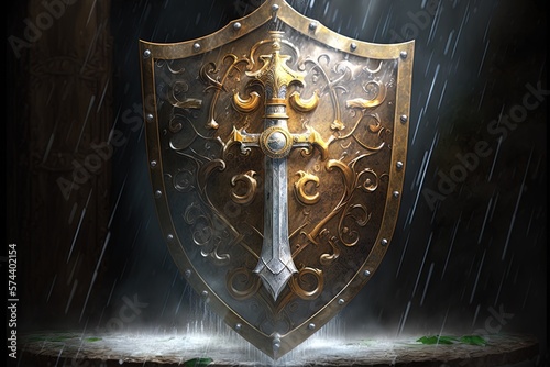 The Paladin's Glorious Strength: The Unbreakable Shield and Sword Generative AI photo