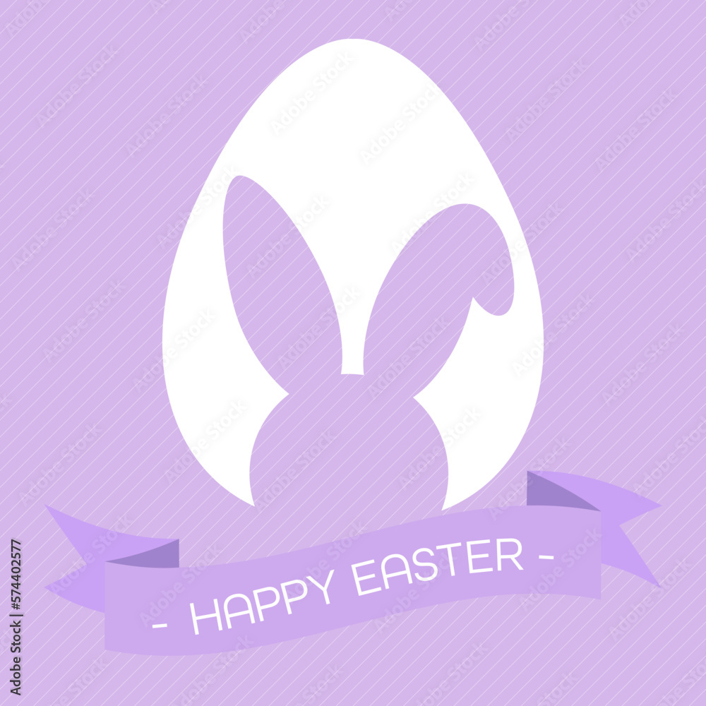 Fototapeta premium Happy Easter greeting card with egg, rabbit. Easter Bunny. white texture.