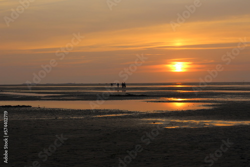 Sunset on the North Sea in the Lower Saxony Wadden Sea off Cuxhaven © Karina