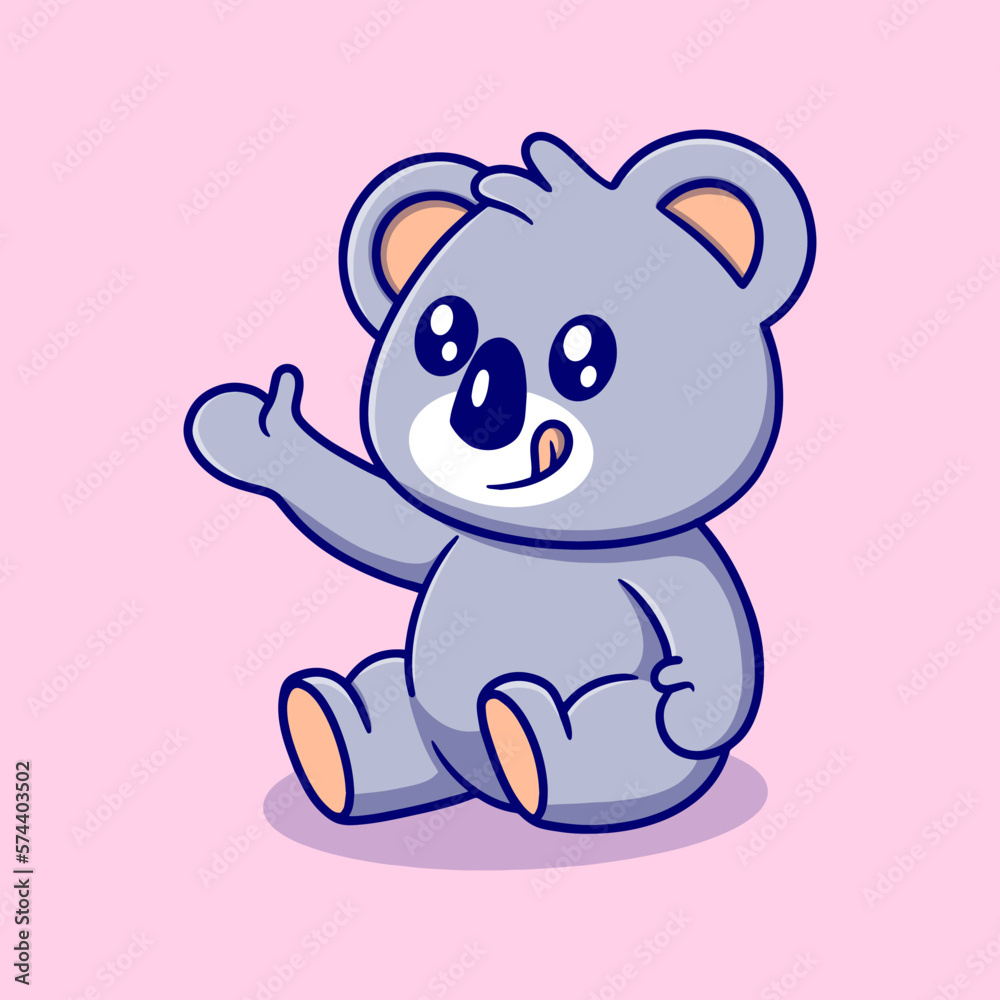 Cute koala cartoon icon illustration