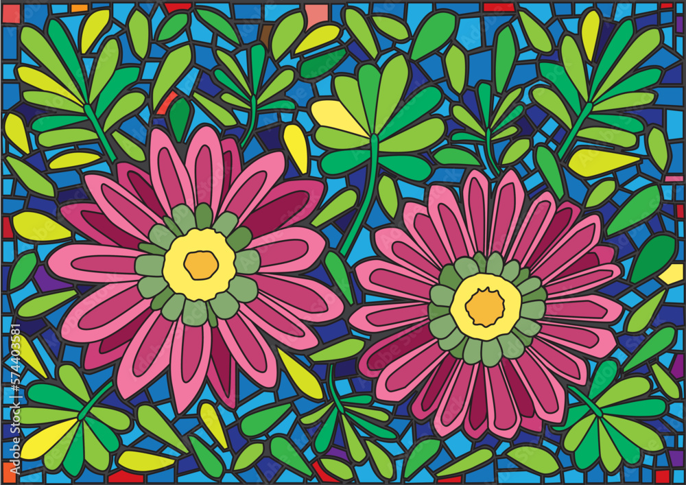 flower colorful stained glass background illustration vector
