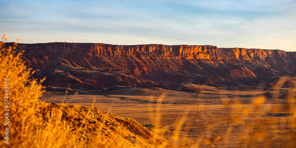 sunrise over red rocks in the middle of nowhere in the usa; desert in arizona with red rocks