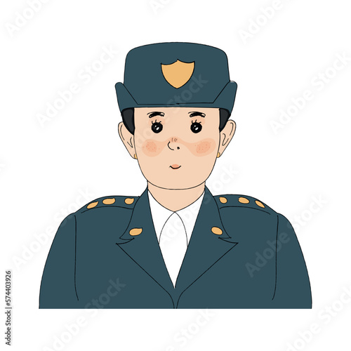 Isolated cute girl police officer character Vector illustration