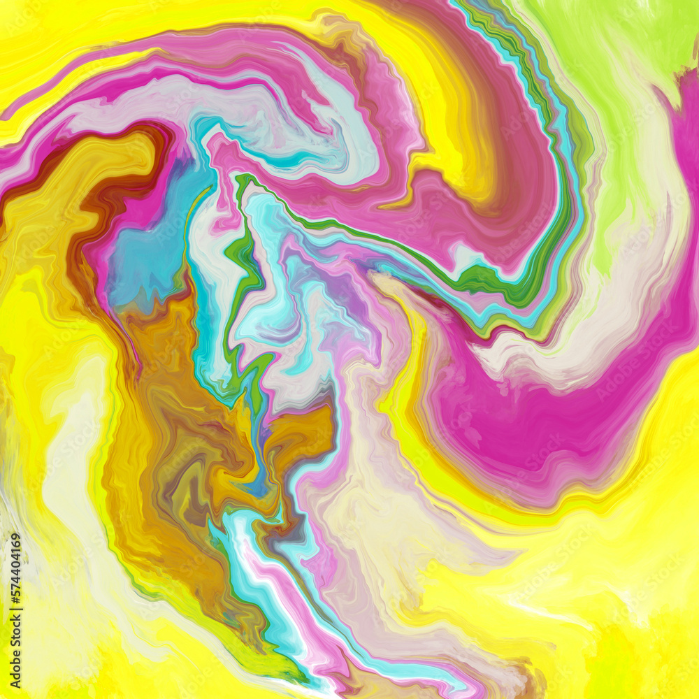 Abstract multicolor liquid effect style yellow background