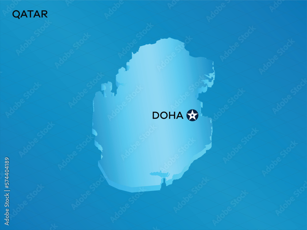 Qatar 3D Isometric map with Capital Mark Doha Vector Illustration Design