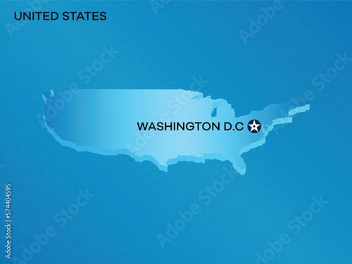 United States 3D Isometric map with Capital Mark Washington DC Vector Illustration Design