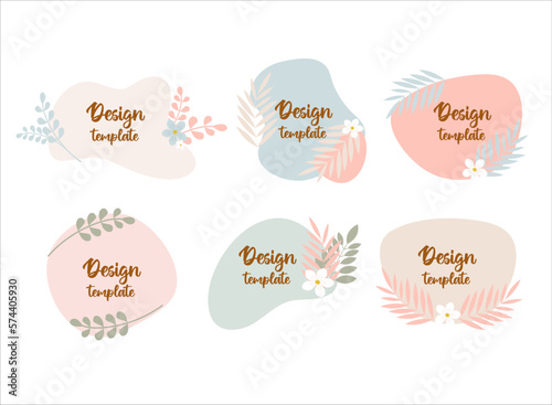 Vector set of abstract creative backgrounds in minimal trendy style with copy space for text - design templates for social media stories and bloggers - simple, stylish