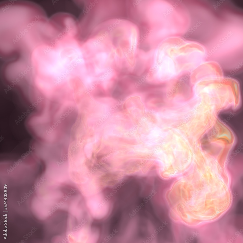 Pink smoke, abstract illustration. Space and galaxy concept. Pink Milky Way.  Fog energy. 3D render.
