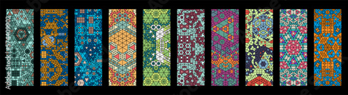 Set of Complex Quasicrystalline Tessellation Pattern Textures - Vector Generative Mosaic Backgrounds
