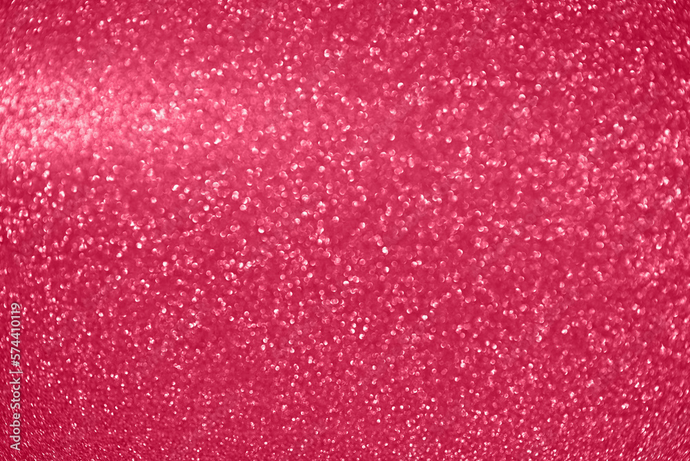 Abstract festive shiny background, defocused. Image toned in color of the year 2023 Viva magenta.