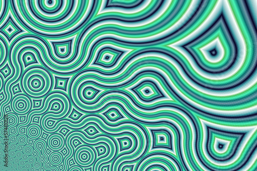 Green Fractal Truchet Backdrop - Quarter-Circles Generative Self-Similar Pattern - Abstract Bright Self-Contacting Background 