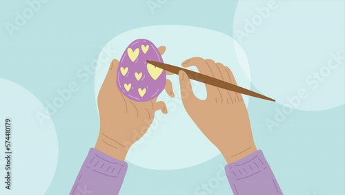 hands painted spring egg animation