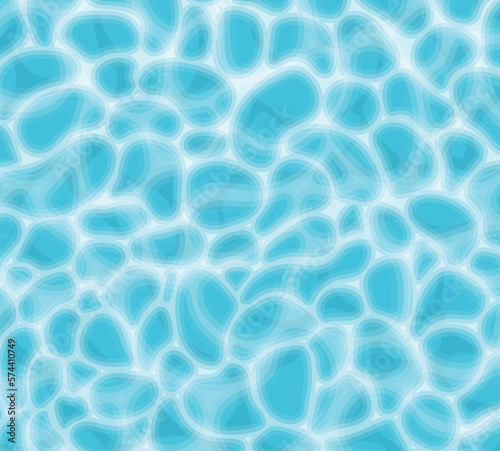 Blue water pool background texture. Overhead view on swimming pool. Summer blue aqua swiming surface pattern. Summer abstract blue waves