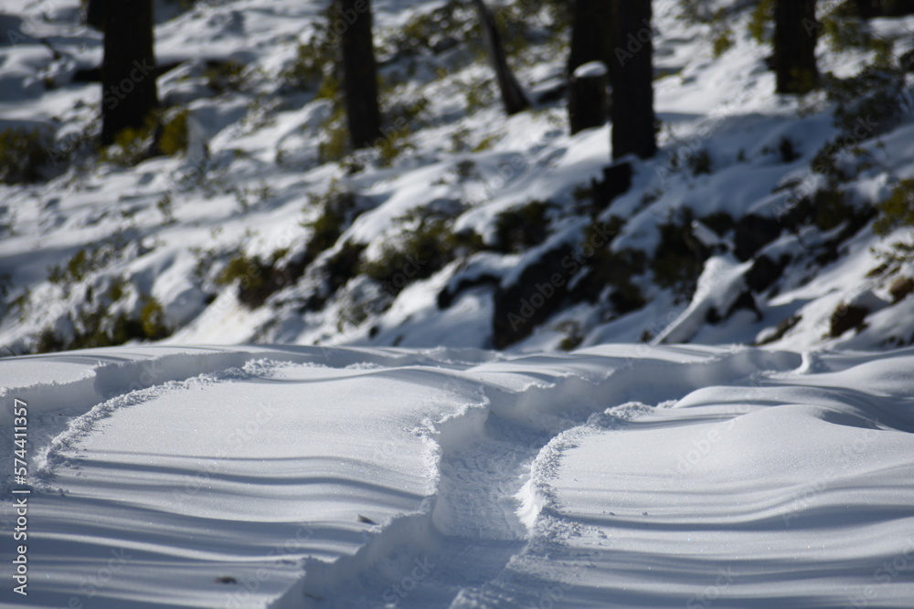 Snowy mountain road