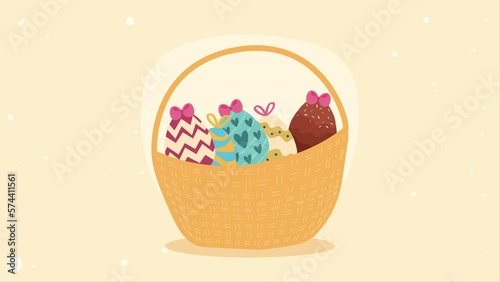 spring eggs painted in basket animation