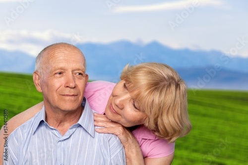 Mature old couple happy outdoors at farm © BillionPhotos.com