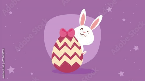 spring egg painted with rabbit