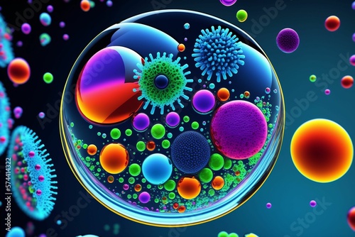 Micro Shot of microbes in which their is Bacteria, viruses and other microbes ,Abstract Art ,illustrated background
