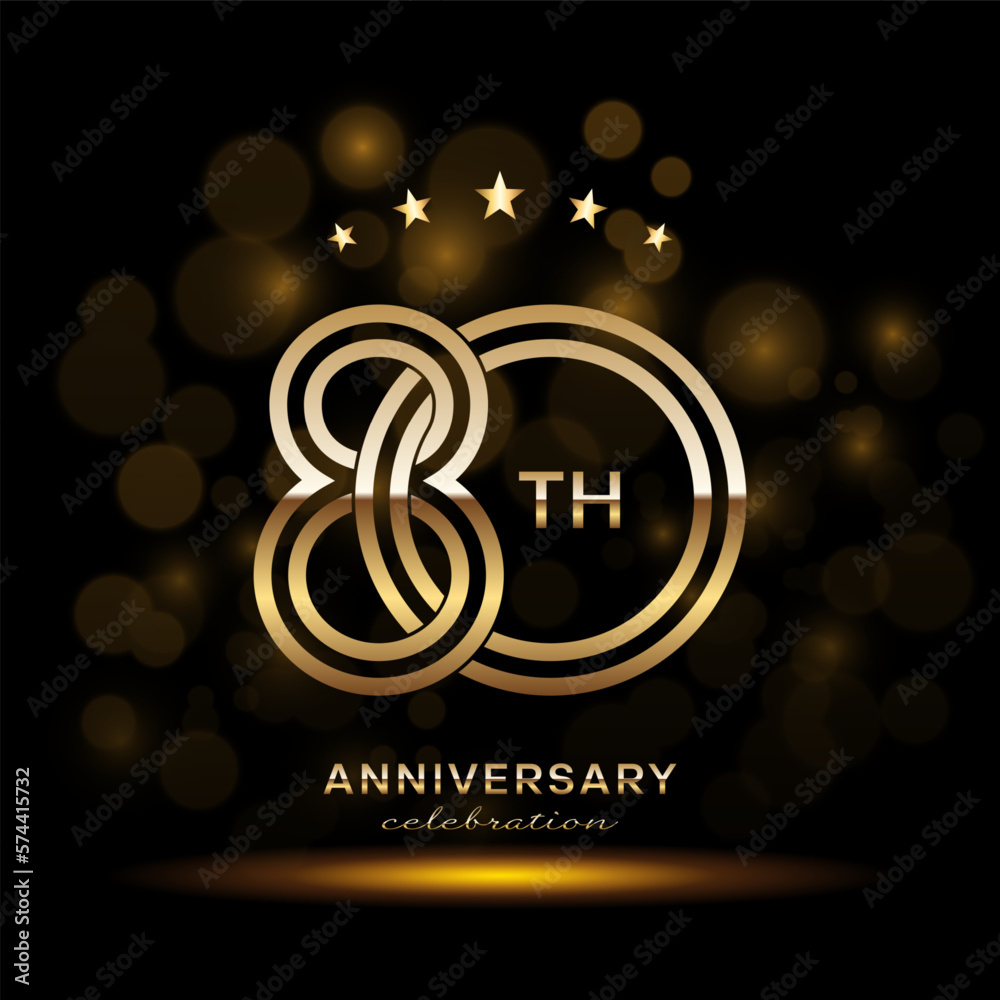 80 year anniversary celebration. Anniversary logo design with double ...
