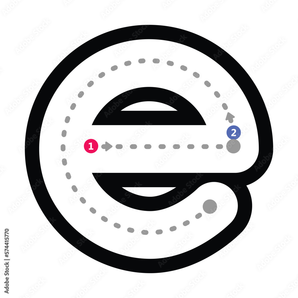 Tracing alphabet letter e lowercase prewriting dotted line element ...