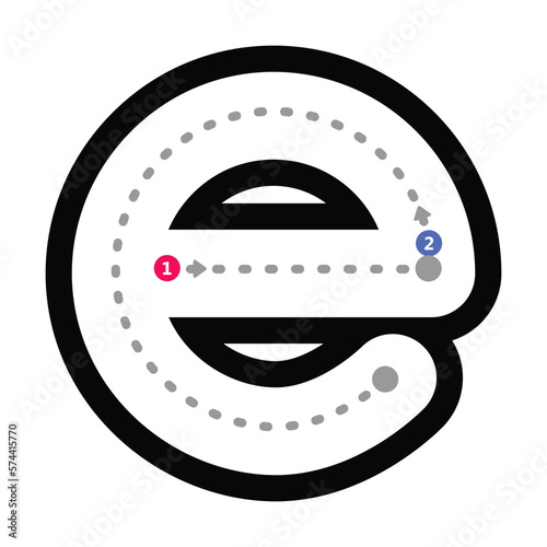 Tracing alphabet letter e lowercase prewriting dotted line element for kindergarten and preschool kids worksheet for handwriting practice activity