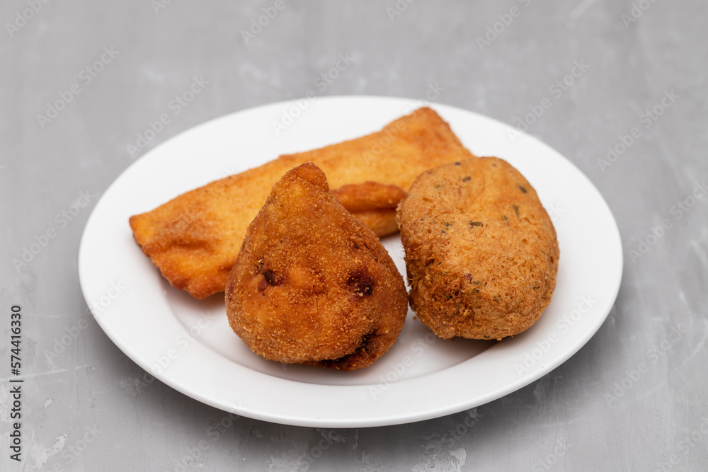 Typical portuguese snack fried entrance on plate