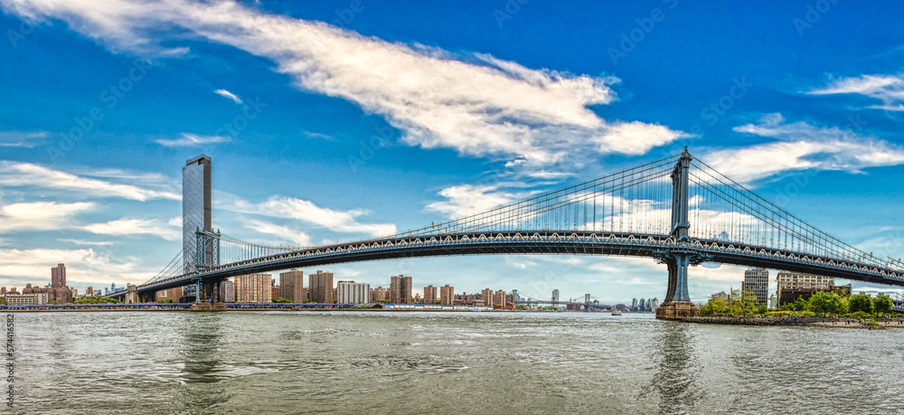Naklejka premium Manhattan bridge pont usa new York East river fleuve