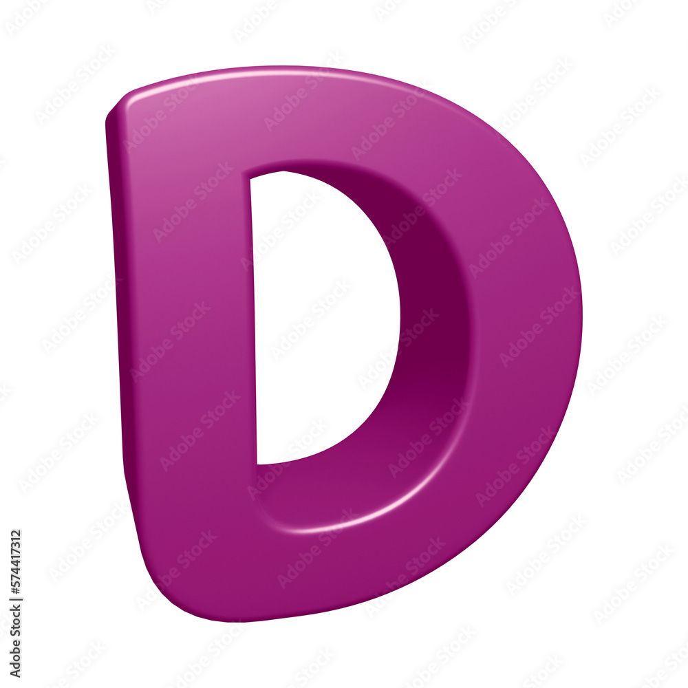 Purple alphabet letter d in 3d render Purple alphabet letter d in 3d render