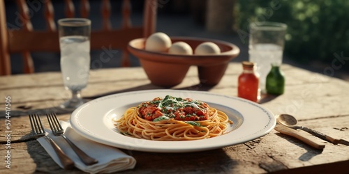 Leckere und gutaussehende Spaghetti im Restaurant für ein romantisches Essen, ai generativ
