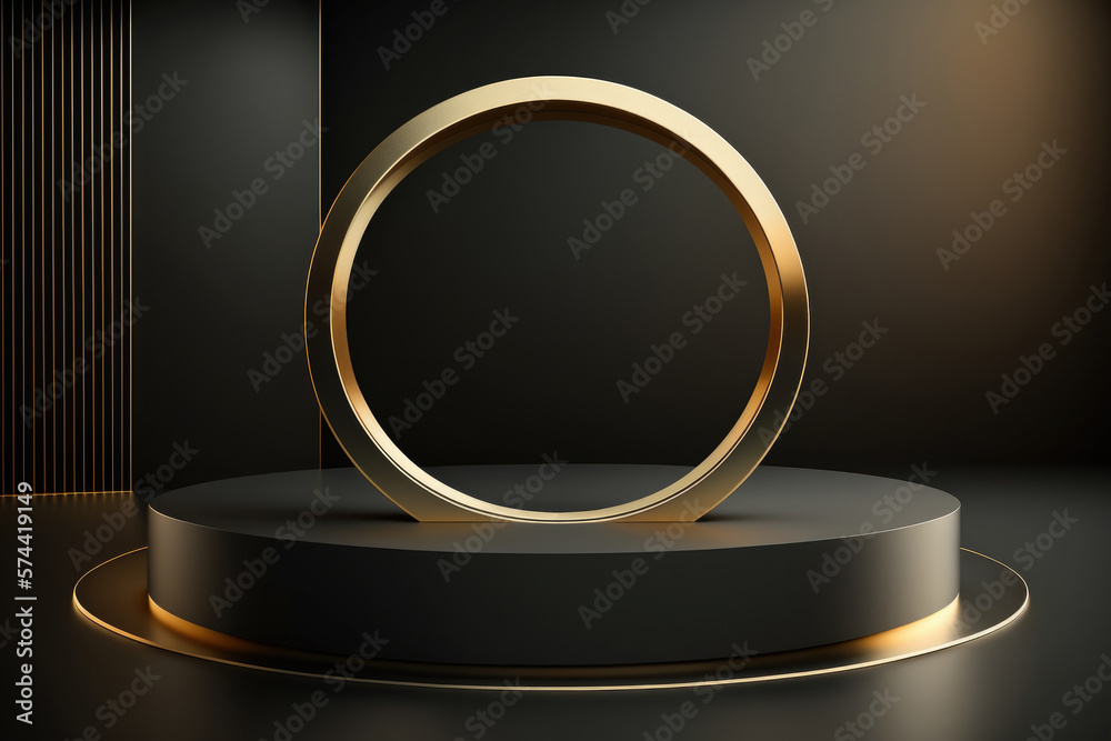 Golden luxury empty podium Illustration AI Generative