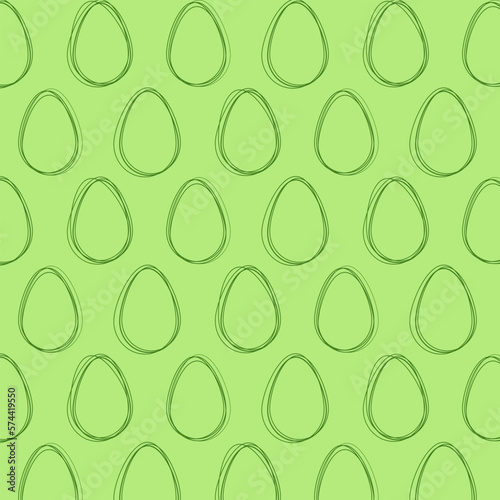 Easter seamless patern. Easter eggs with lines isolated on green background.Holiday decoration for easter holiday. Vector illustration