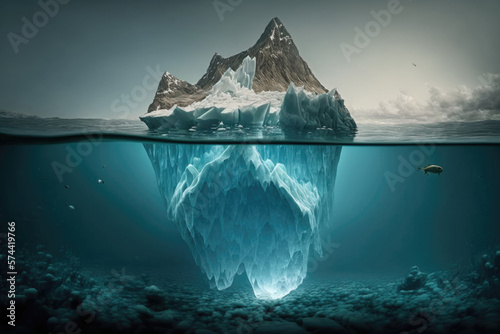 Blue Iceberg. Illustration AI Generative