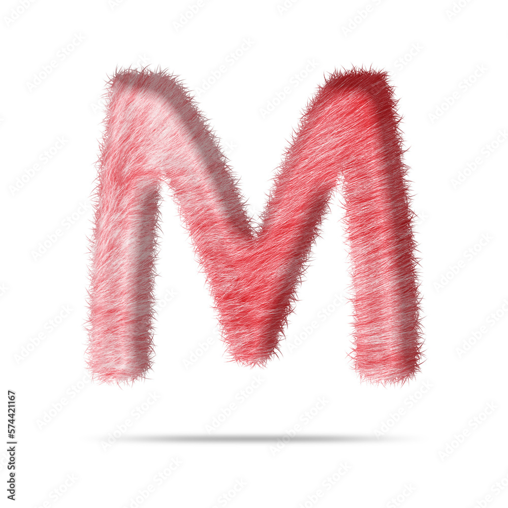 Fototapeta premium Alphabet letter m design with pink fur texture