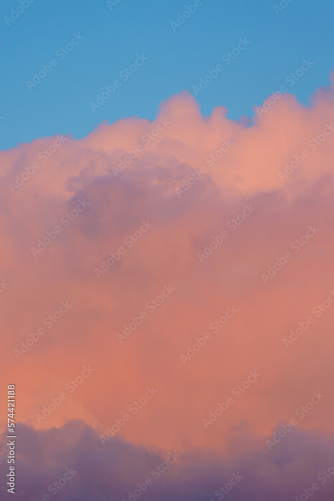 pink clouds in the sky. nature view background. pastel natural colors of the evening sky. landscape