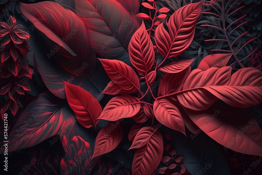 Red plants on dark background AI generated Red plants on dark background AI generated